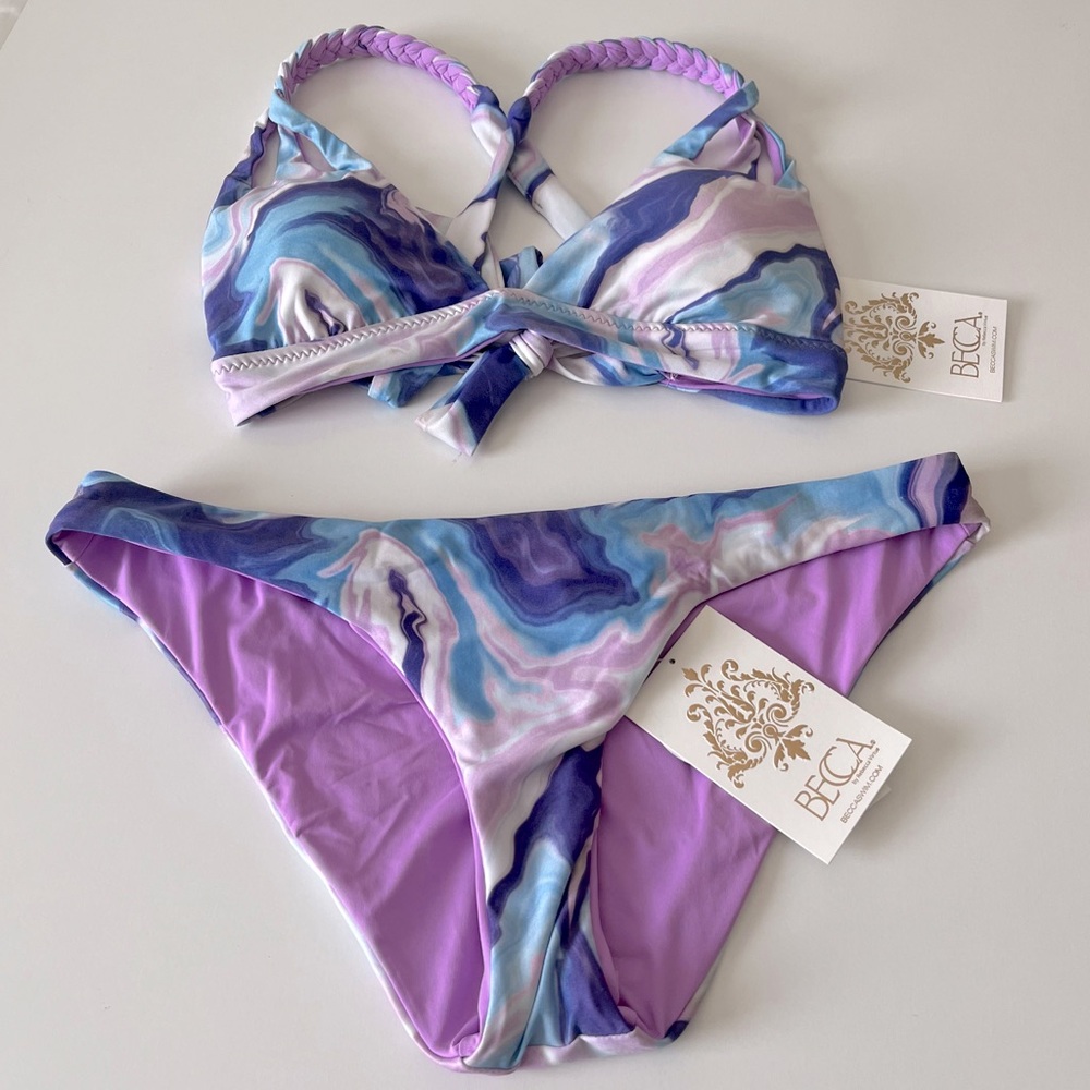 Becca Blue Agate Skylar Swirl Print Bikini Set - Picture 3 of 9